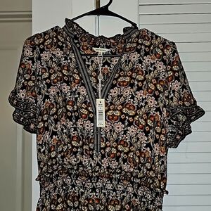 MAX STUDIO Smocked Short Sleeve Tiered Maxi Dress, Size NWT